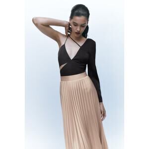 Zara Satin Asymmetric Cutout Top